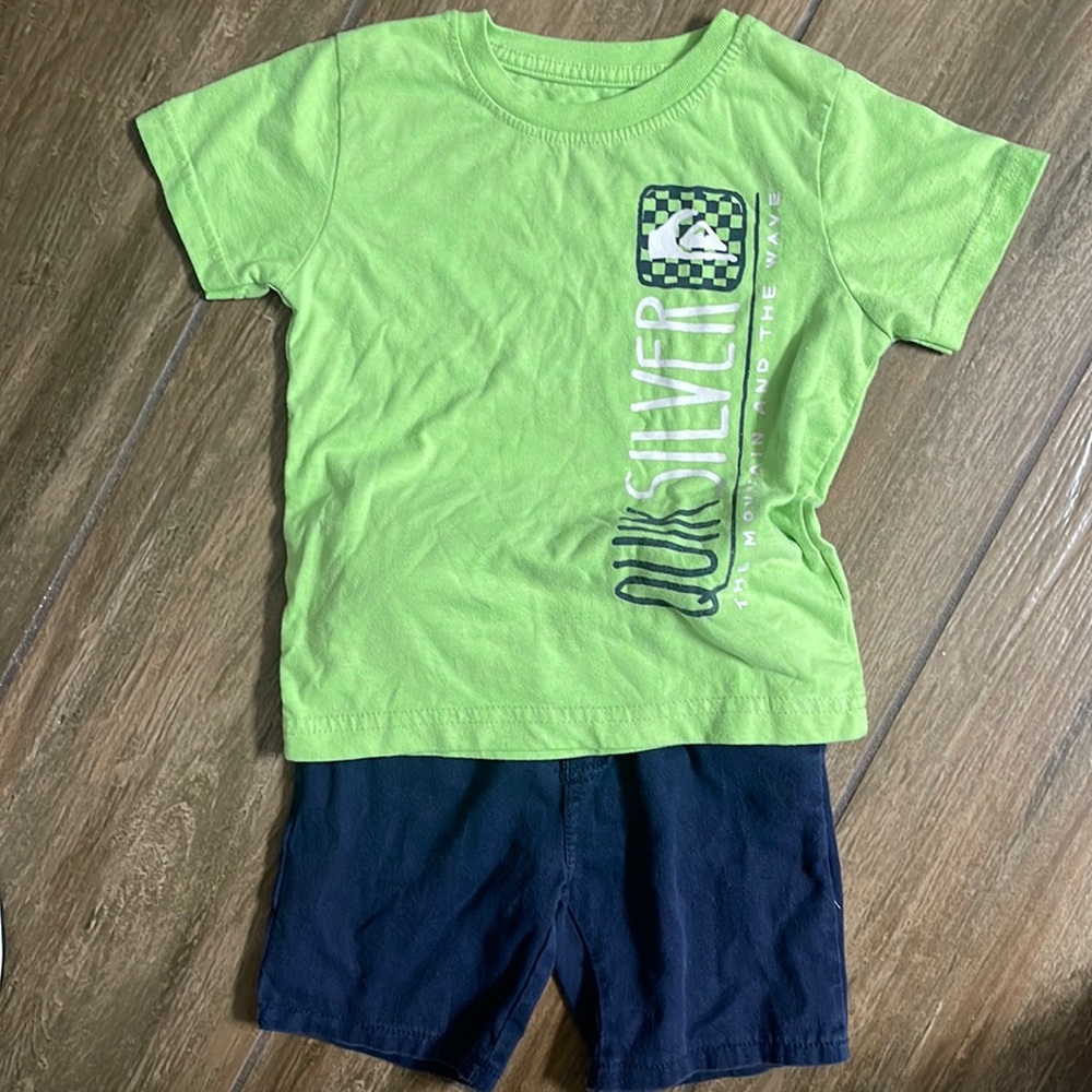 Quiksilver Green & Blue Top and Shorts set in size 24 Months